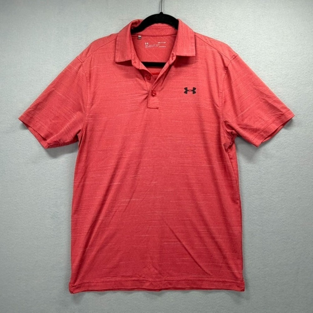 Under Armour Performance 3.0 Polo Shirt Mens Small Coral Red Loose Golf HeatGear